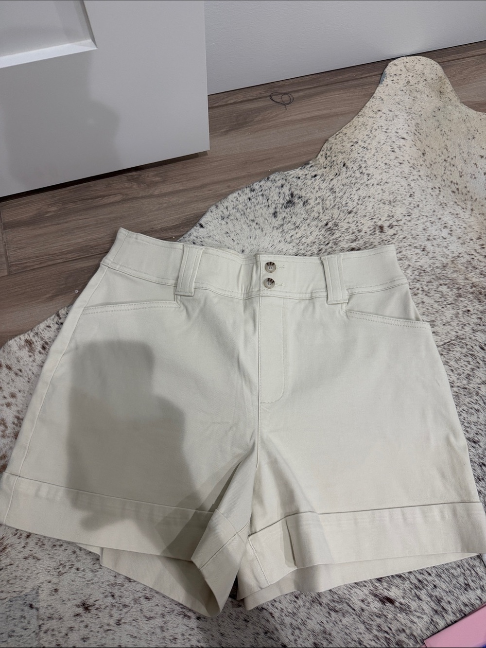 SPANX Cream High-Waist Tailored Shorts